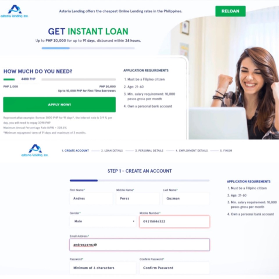 Guide to register Asteria Lending Philippines - step 1