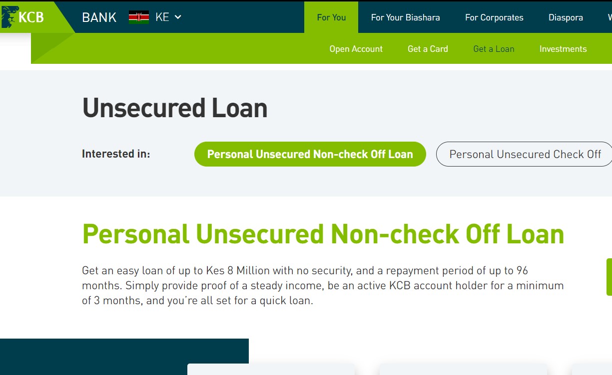 KCB Bank Personal Unsecured Non-Check Off Loan