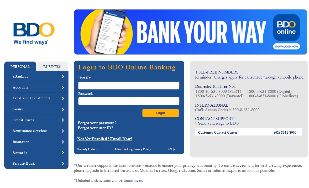 Pay JUANHAND via BDO Online Banking